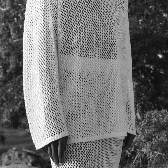 House of Dagmar Linen Crochet Knit Polo Sweater Top in Off-white XXS - Picture 11 of 11